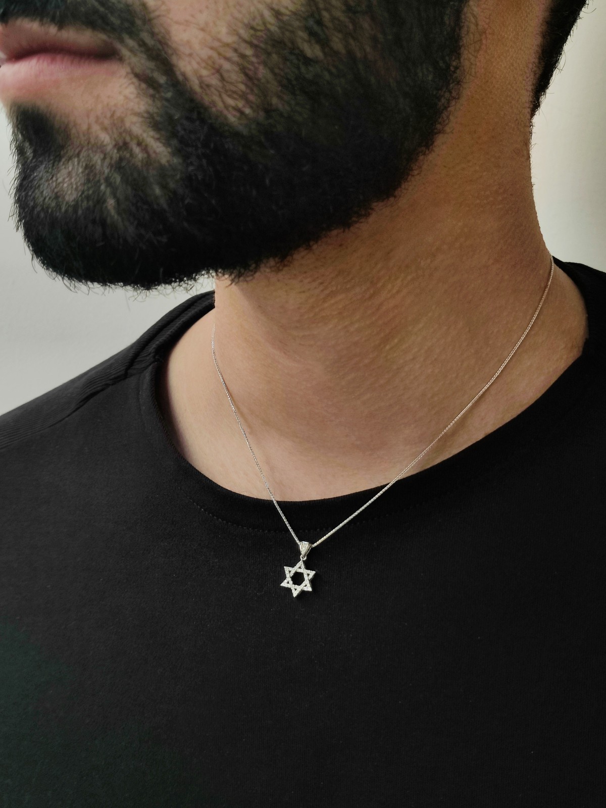 Pendentif White Tiny Diamond Star of David, Cadeaux Tu B'Av, Jud israélien