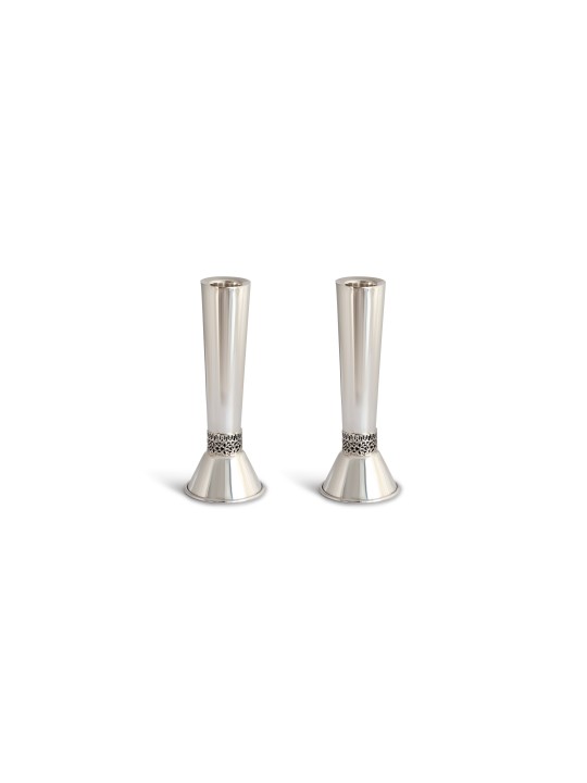 Beau chandelier traditionnel de Shabbat de taille moyenne, argent sterling C
