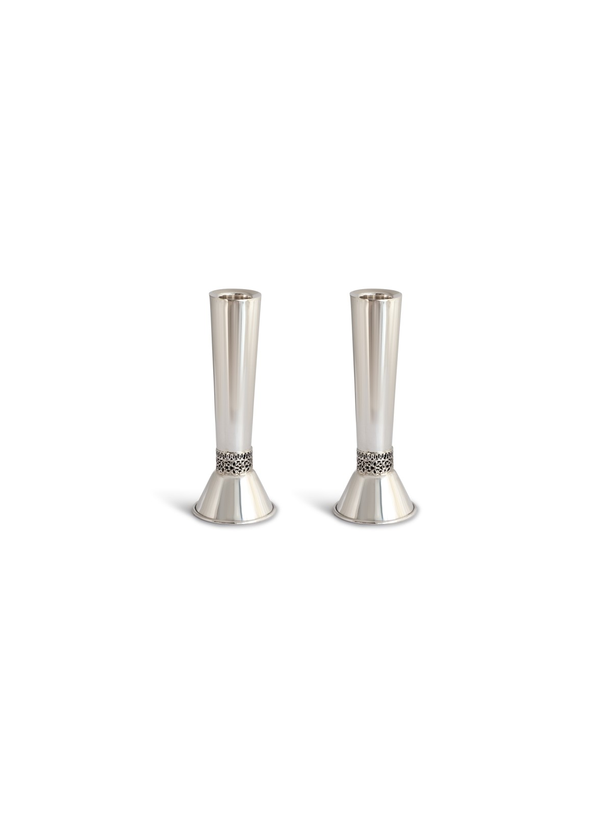 Beautiful Mid Size Traditional Shabbat Candlestick , Sterling Silver C