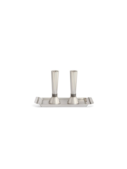 Beautiful Mid Size Traditional Shabbat Candlestick , Sterling Silver C