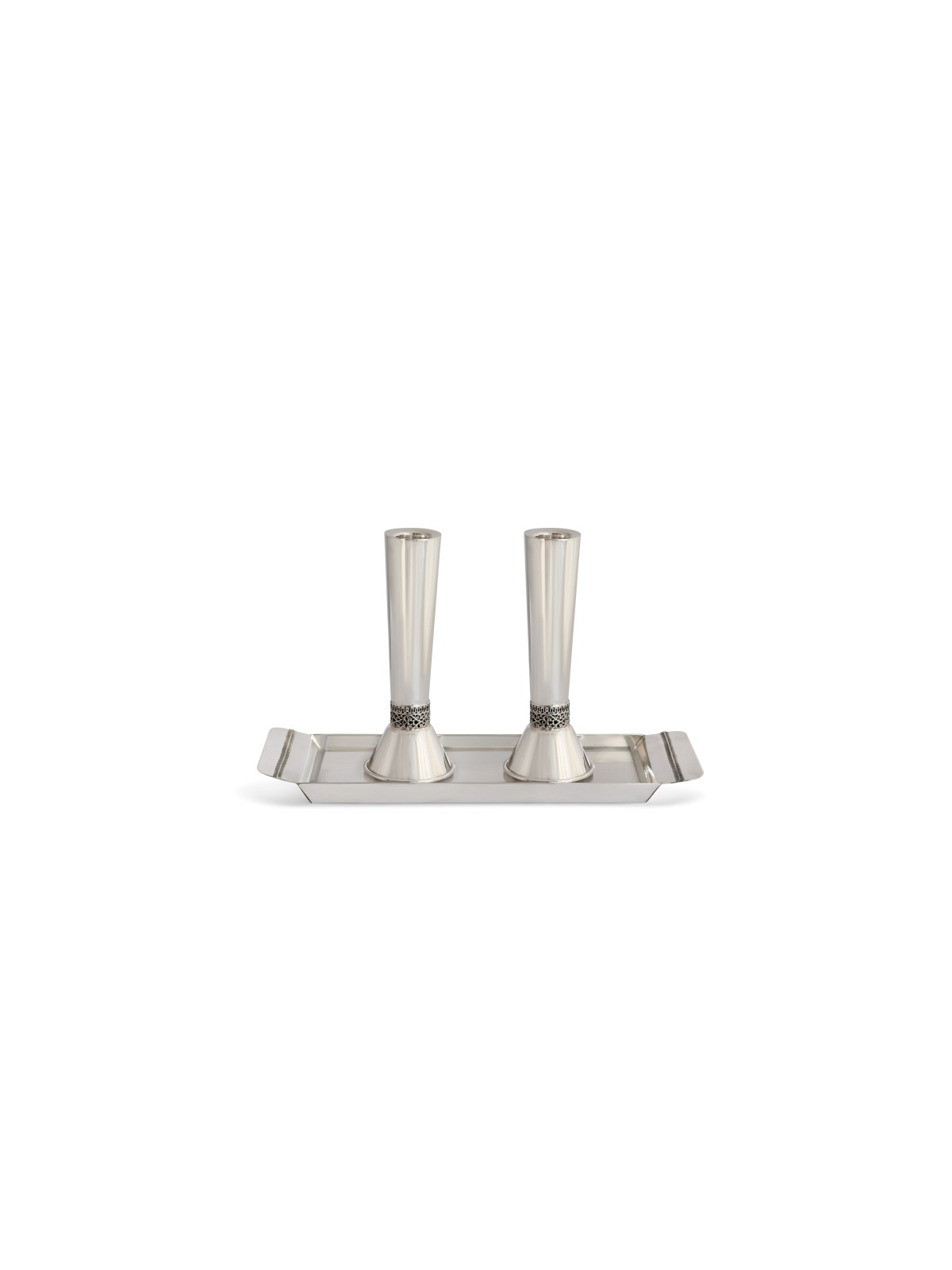 Beau chandelier traditionnel de Shabbat de taille moyenne, argent sterling C