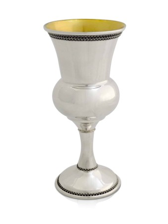 Coupe de Kiddouch décorée en argent avec fili traditionnel, cadeaux de Pâque,