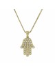 Petit collier Hamsa en or jaune avec diamants, ajouter une chaîne 14 carats, Israël