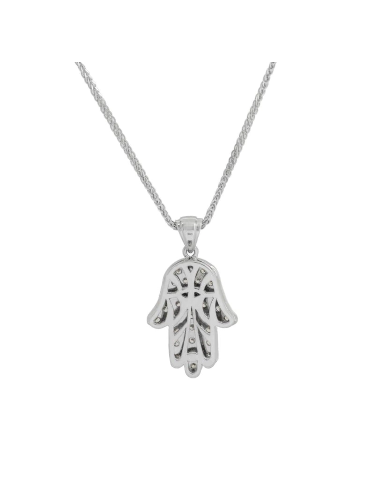 Small Hamsa Yellow Gold Necklace with Diamonds , Add 14K Chain , Israe
