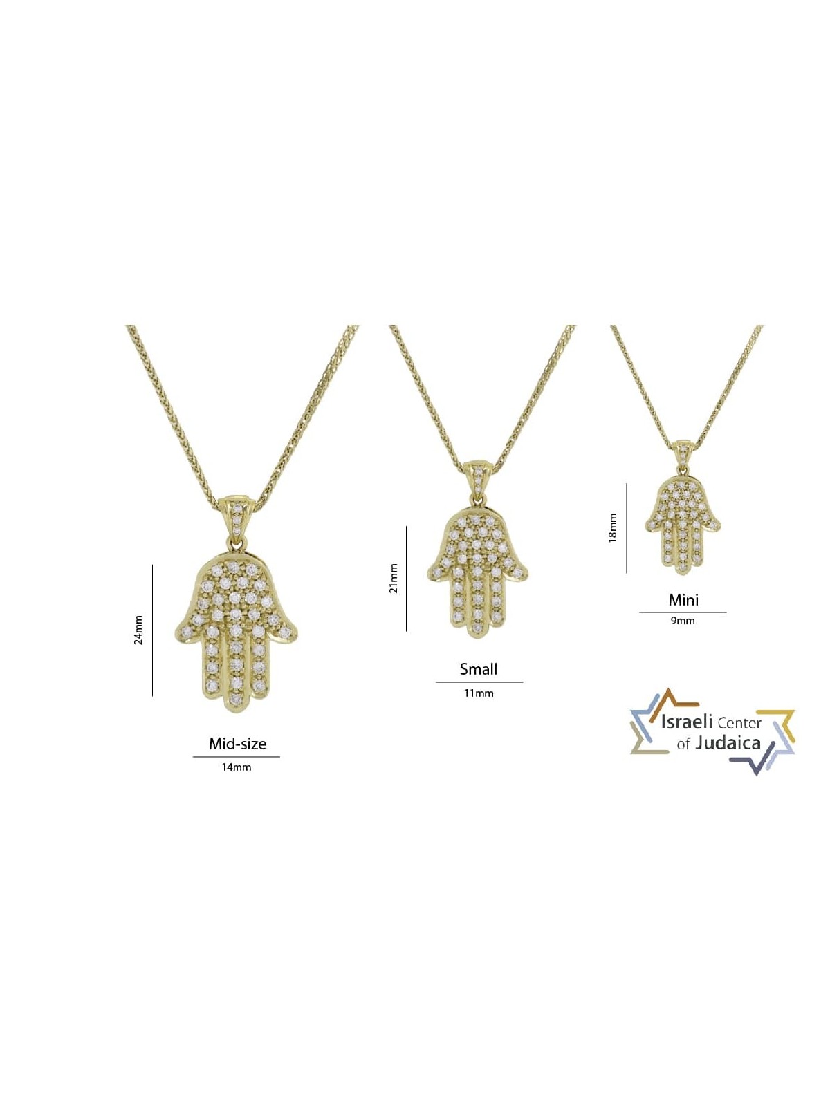 Tiny Hamsa White Gold Necklace with Diamonds , Add 14K Chain , Israeli
