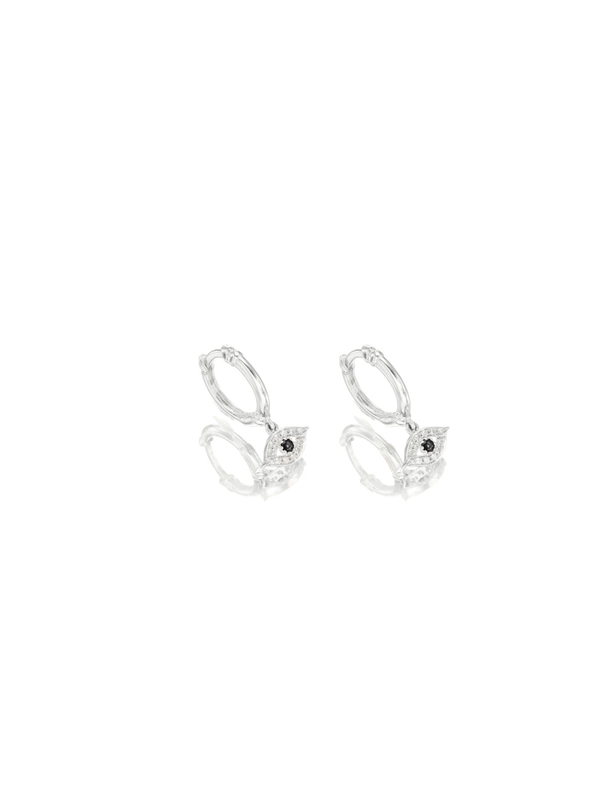 Boucles d’oreilles 14 carats Or et Diamants Evil Eye Hoop , Boucles d’oreilles juives , Israël