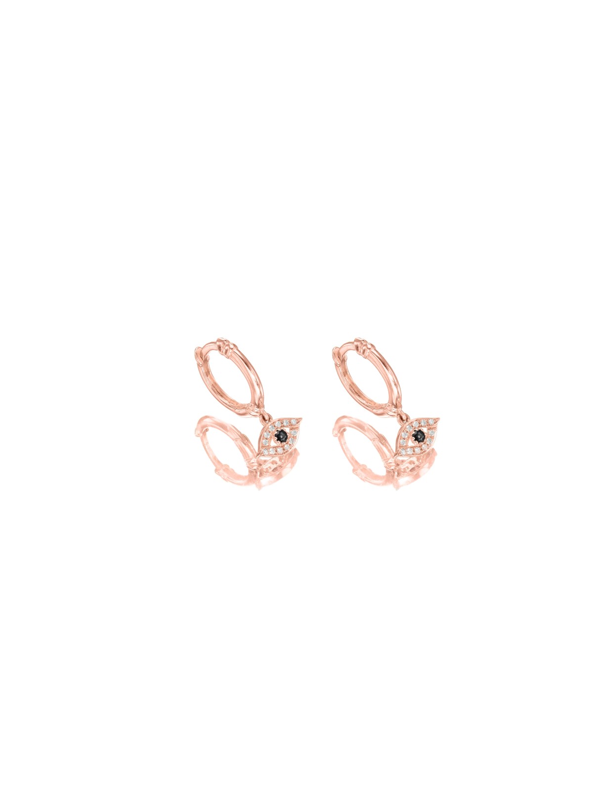 Boucles d’oreilles 14 carats Or et Diamants Evil Eye Hoop , Boucles d’oreilles juives , Israël