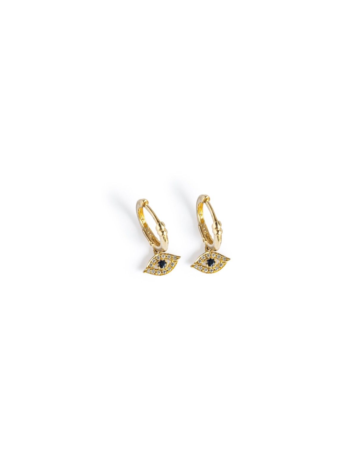 Boucles d’oreilles 14 carats Or et Diamants Evil Eye Hoop , Boucles d’oreilles juives , Israël