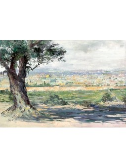 Amazing Modern Painting of Jerusalem Landscape , Tu B'Av Gifts , Israe