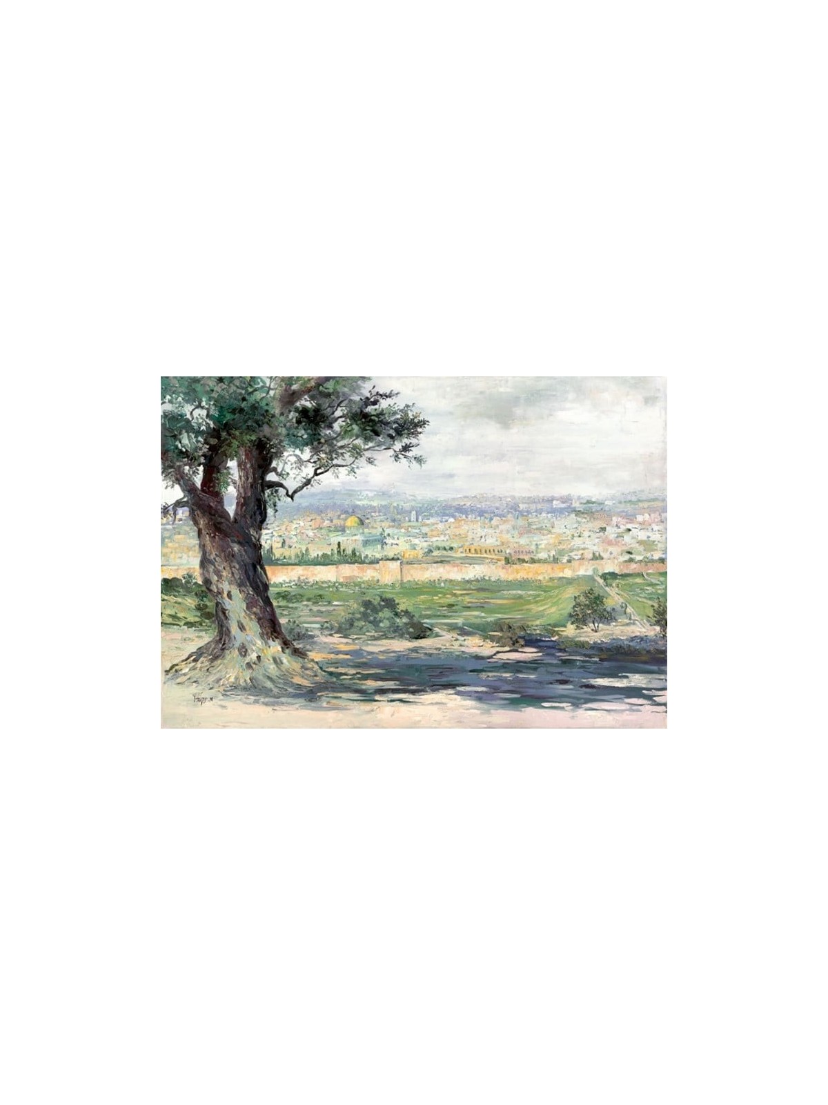 Incroyable peinture moderne du paysage de Jérusalem, cadeaux Tu B'Av, Israël