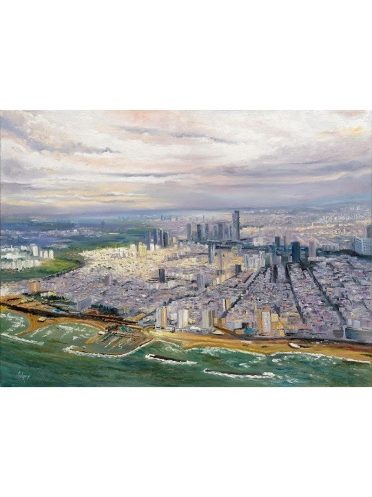 Tel Aviv Landscape From Above Print , Tu B'Av Gifts , Israeli Judaica