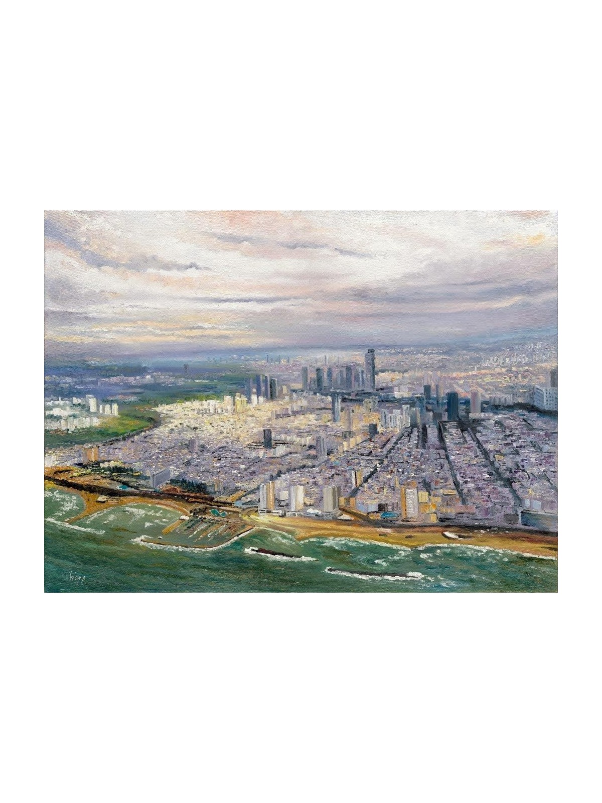 Paysage de Tel Aviv d’en haut Impression , Cadeaux Tu B’Av , Judaica israélienne