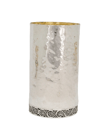 Coupe de Kiddouch en argent martelé avec base en filigrane, cadeaux de Pâque, Isra