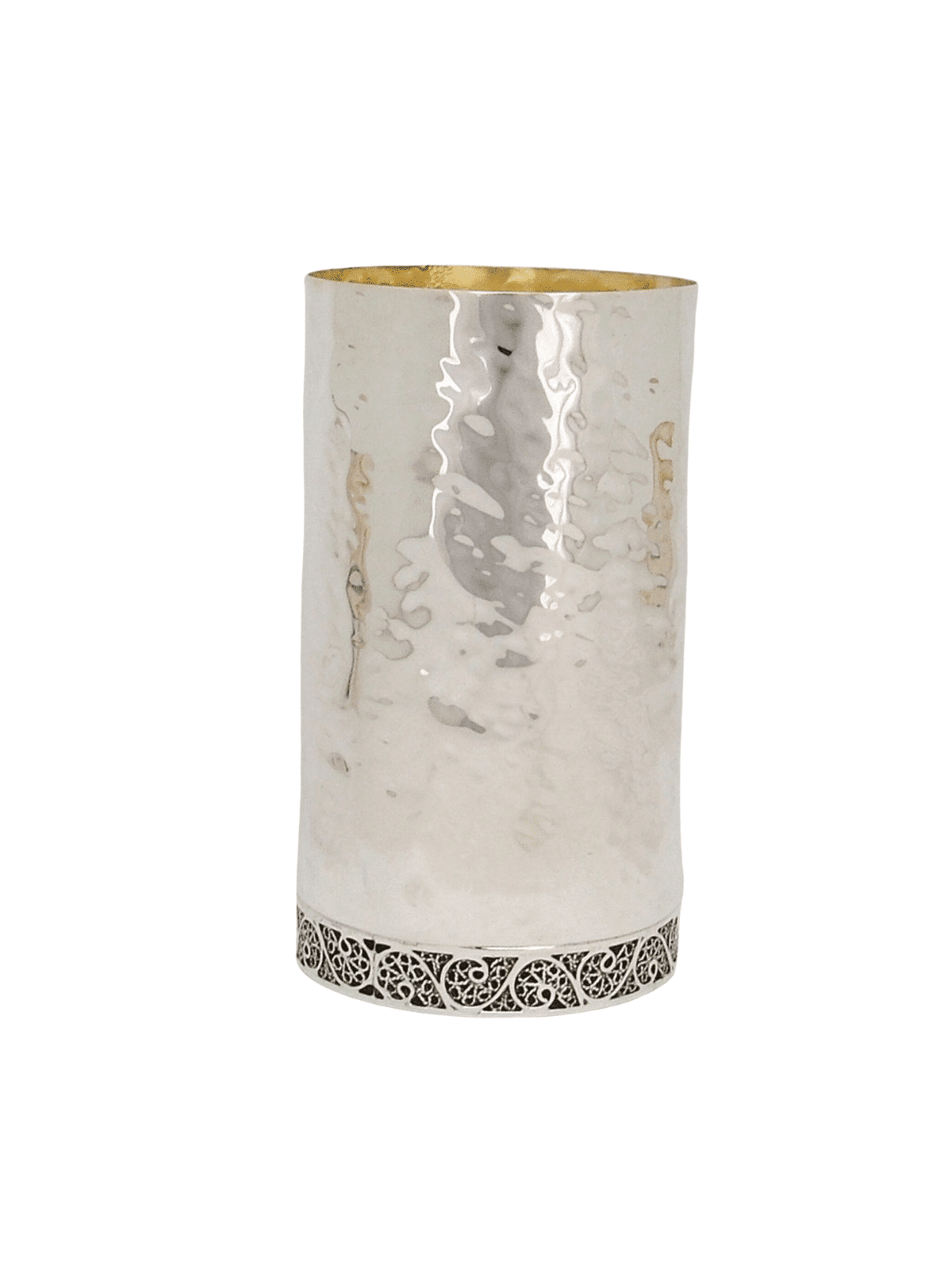 Coupe de Kiddouch en argent martelé avec base en filigrane, cadeaux de Pâque, Isra