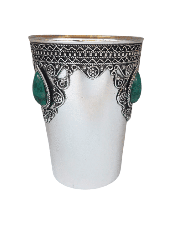 vintage Pure Silver Filigree Kiddush Cup avec Eila , Cadeaux de Pâque ,