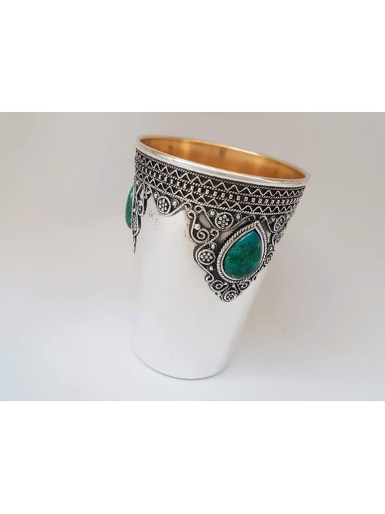 Vintage Pure Silver Filigree Kiddush Cup with Eila , Passover Gifts ,