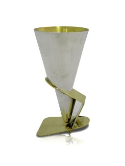 Coupe de Kiddouche contemporaine en laiton et argent sterling, Cu de Kiddouche moderne