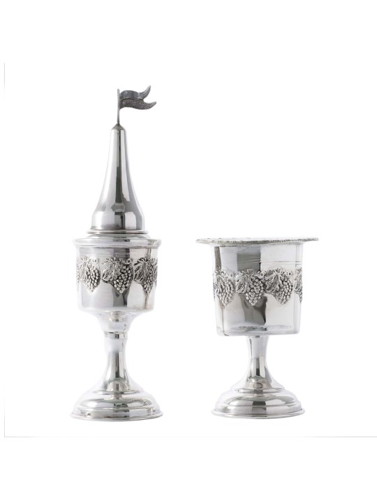 Sterling Silver Havdalah Set Grape Design , Cadeaux Tu B'Av , Ju israélien