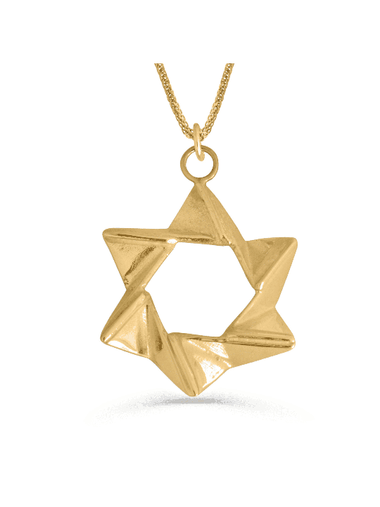 Collier étoile en or jaune 14 carats inspiré de l’origami, cadeaux de mariage juif