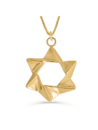 שרשרת כוכבים זהב צהוב 14K בהשראת אוריגמי, מתנות לחתונה יהודית