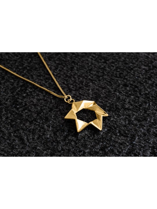 Collier étoile en or jaune 14 carats inspiré de l’origami, cadeaux de mariage juif