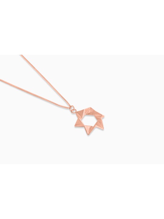 Collier étoile en or jaune 14 carats inspiré de l’origami, cadeaux de mariage juif