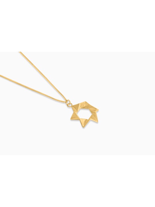 Collier étoile en or jaune 14 carats inspiré de l’origami, cadeaux de mariage juif
