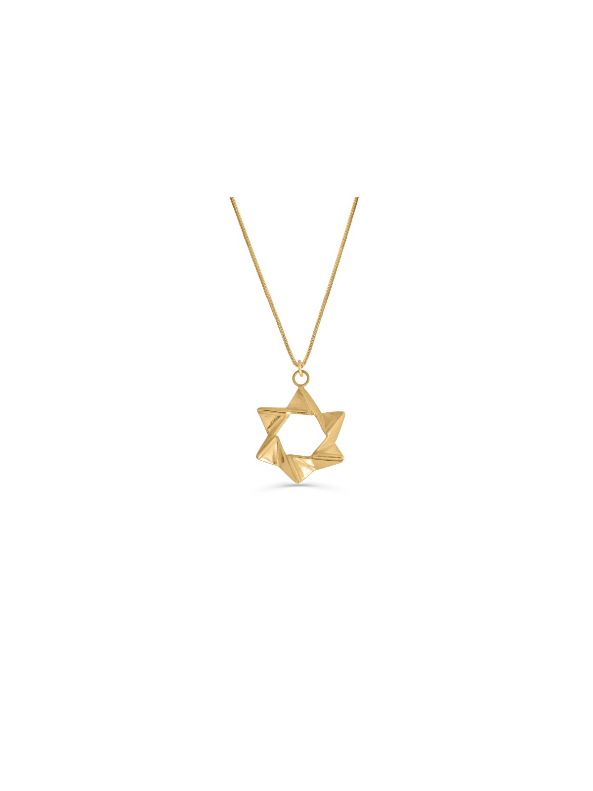 Origami Inspired 14K Yellow Gold Star Necklace , Jewish Wedding Gifts