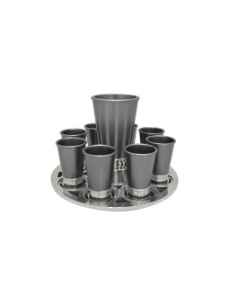 Ensemble contemporain de Kiddouch gris en aluminium, cadeaux de mariage juif, Israël