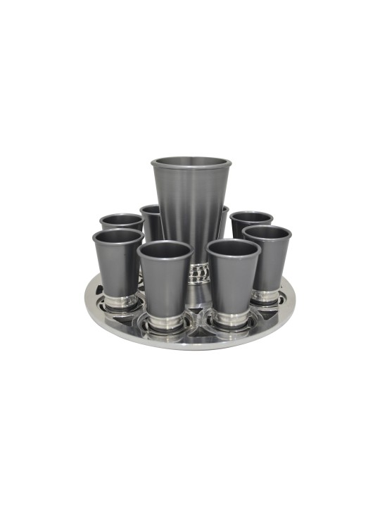 Contemporary Aluminum Gray Kiddush Set , Jewish Wedding Gifts , Israel