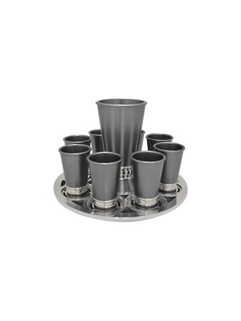 Contemporary Aluminum Gray Kiddush Set , Jewish Wedding Gifts , Israel