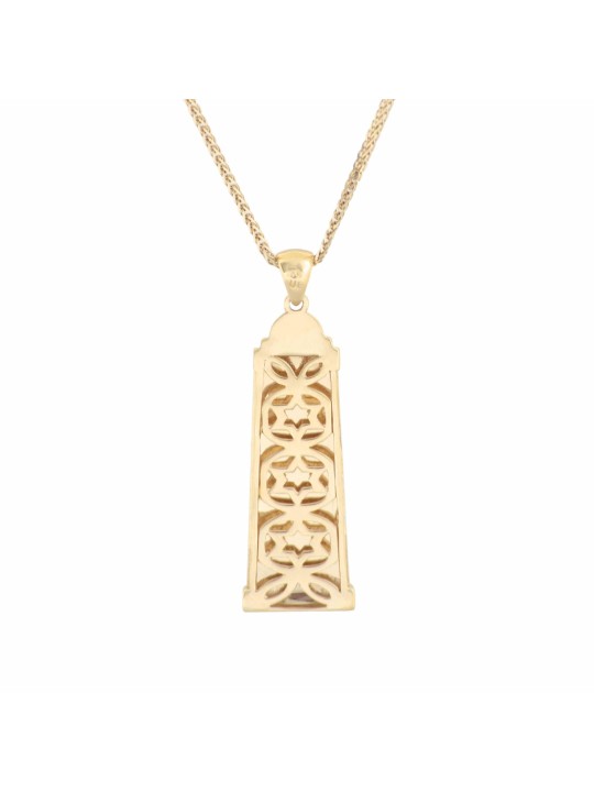 Pendentif Jérusalem et Shaddai Mezuzah en or blanc, ajouter une chaîne 14 carats, Isr
