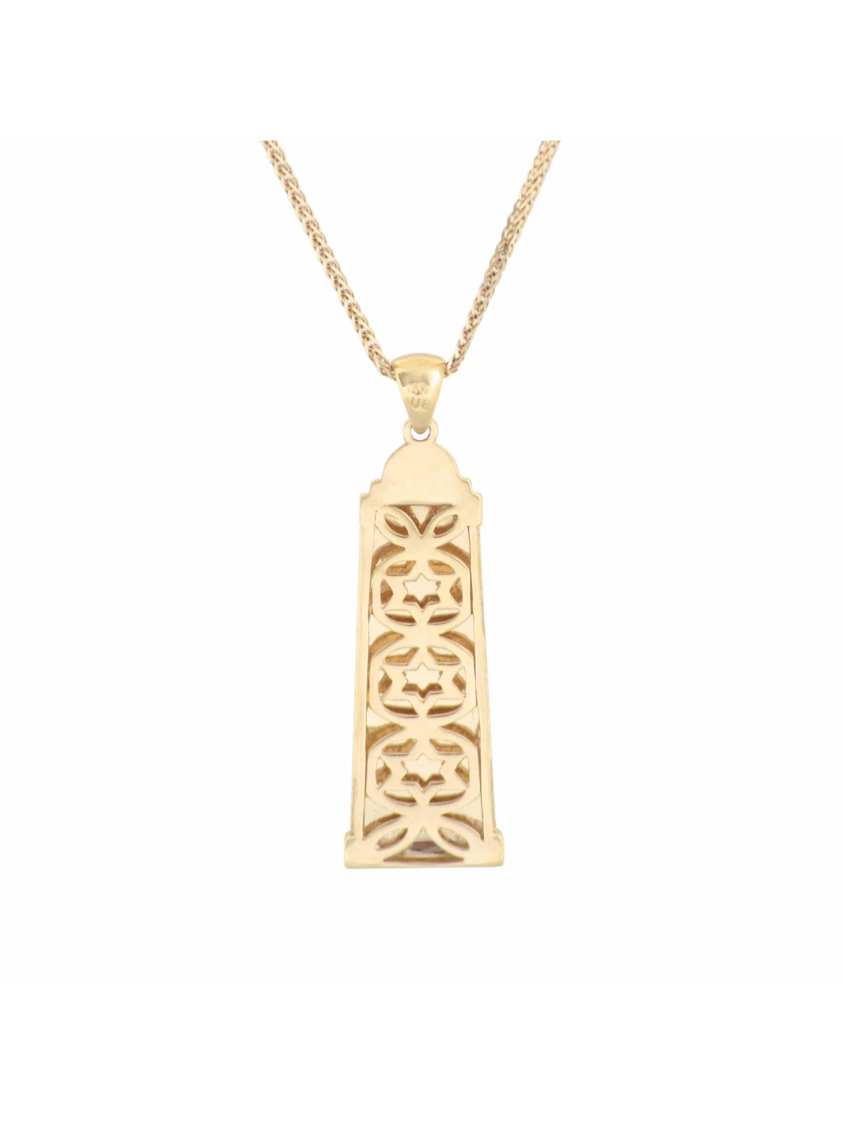 Pendentif Jérusalem et Shaddai Mezuzah en or blanc, ajouter une chaîne 14 carats, Isr