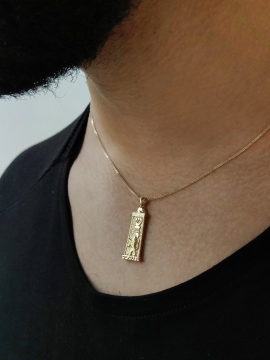 Pendentif Jérusalem en or jaune et Shaddai Mezuzah, bijoux de Jérusalem