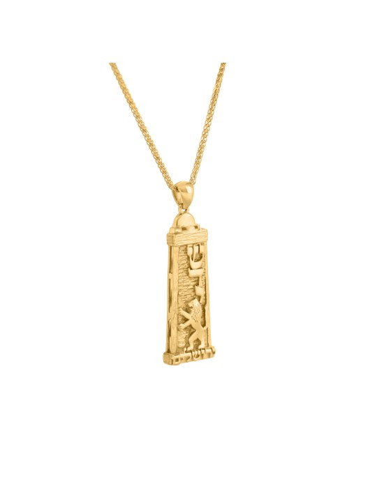 Pendentif Jérusalem en or jaune et Shaddai Mezuzah, bijoux de Jérusalem