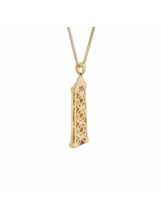 Pendentif Jérusalem en or jaune et Shaddai Mezuzah, bijoux de Jérusalem
