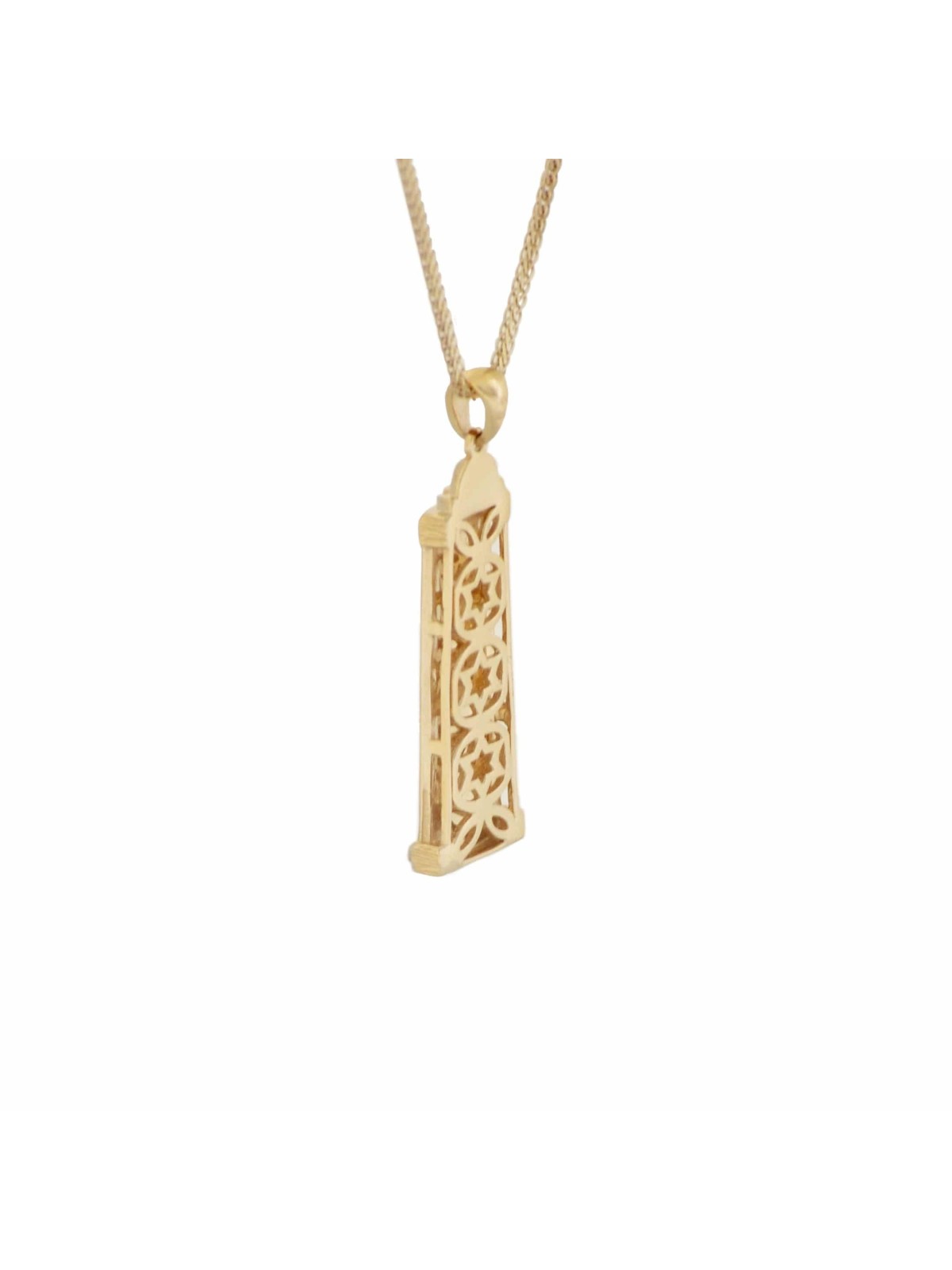 Pendentif Jérusalem en or jaune et Shaddai Mezuzah, bijoux de Jérusalem
