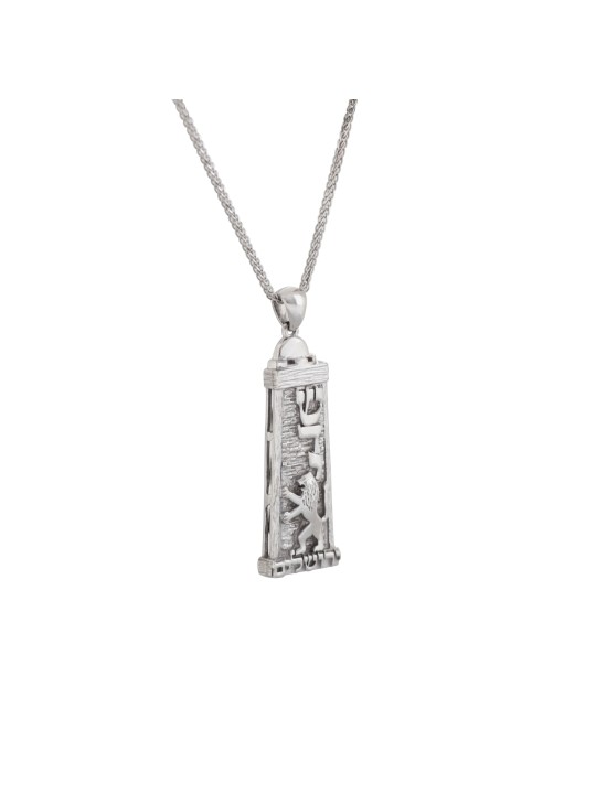 Pendentif Jérusalem en or jaune et Shaddai Mezuzah, bijoux de Jérusalem