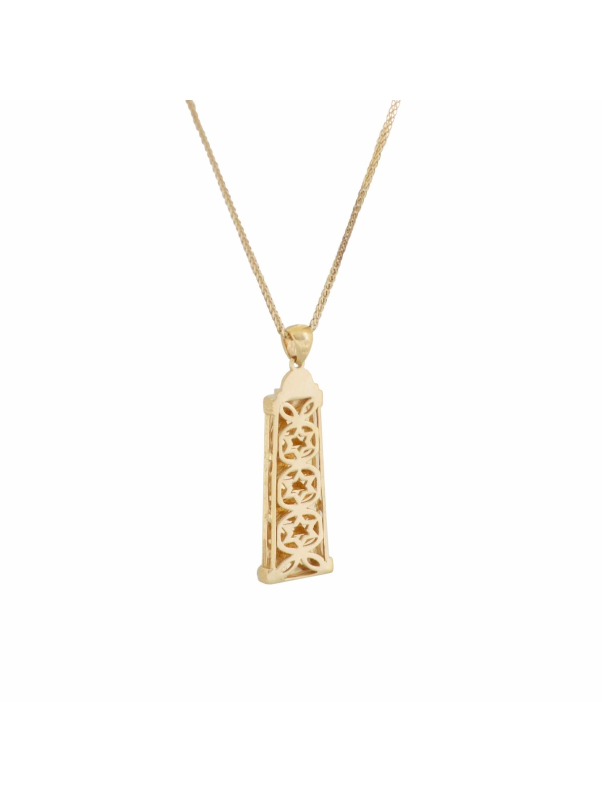 Pendentif Jérusalem en or jaune et Shaddai Mezuzah, bijoux de Jérusalem