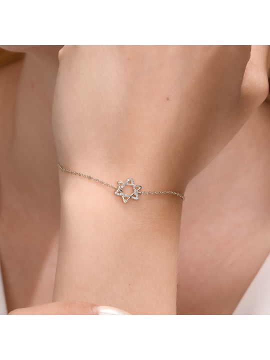 Élégant bracelet étoile de David en or bicolore avec , Cadeaux Tu B'Av , I