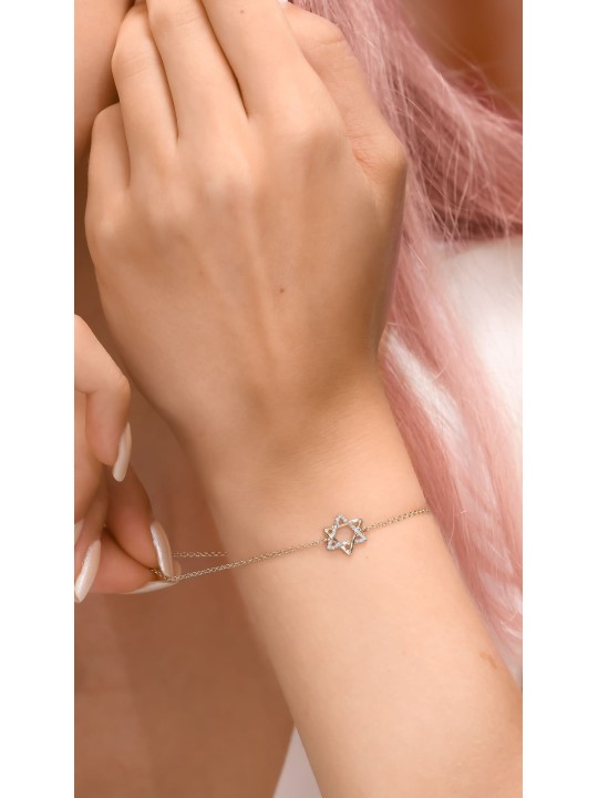 Élégant bracelet étoile de David en or bicolore avec , Cadeaux Tu B'Av , I