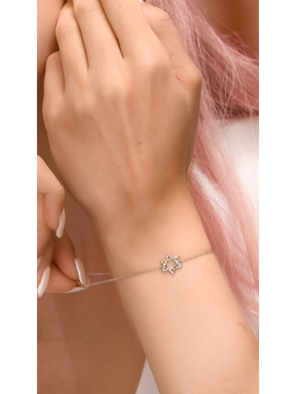 Élégant bracelet étoile de David en or bicolore avec , Cadeaux Tu B'Av , I