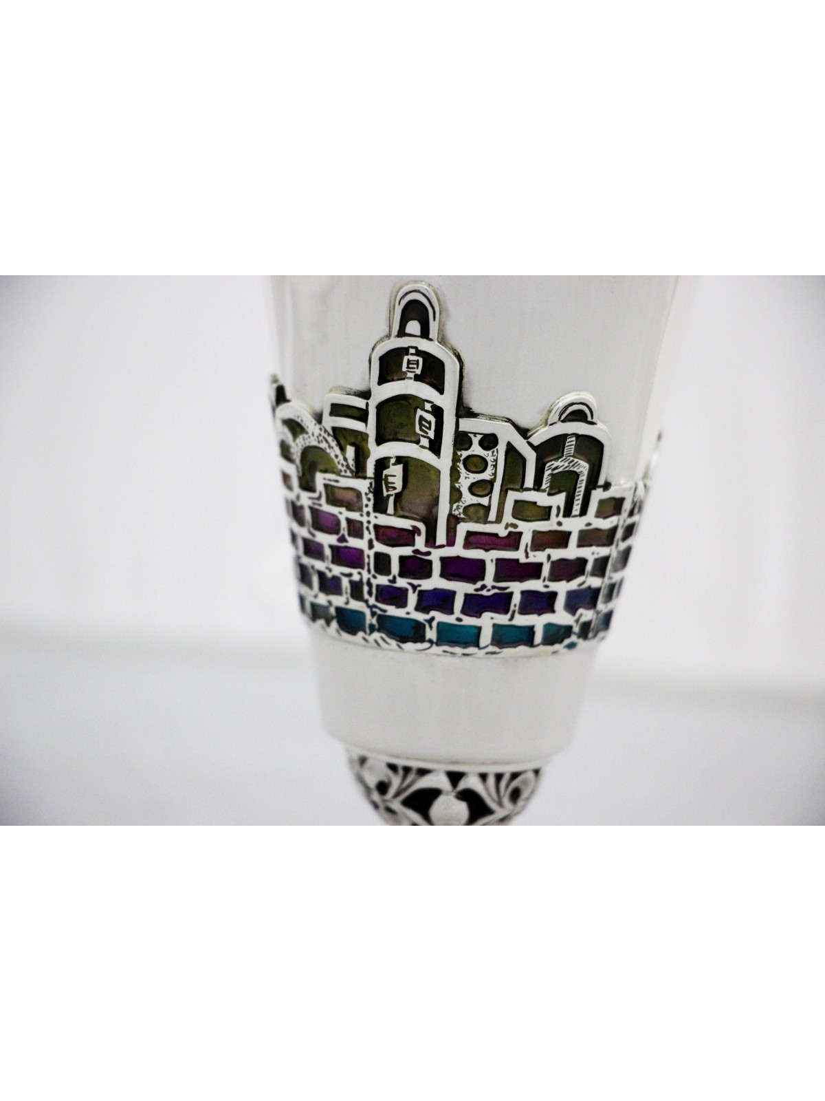 Grande Coupe Eliyahu Paysage de Jérusalem avec Émail, Cadeaux de Pâque, I