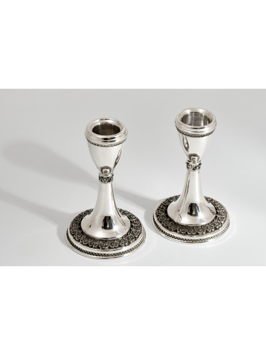Sterling Silver Ornate Filigree Candlesticks In Vi , Passover Gifts ,