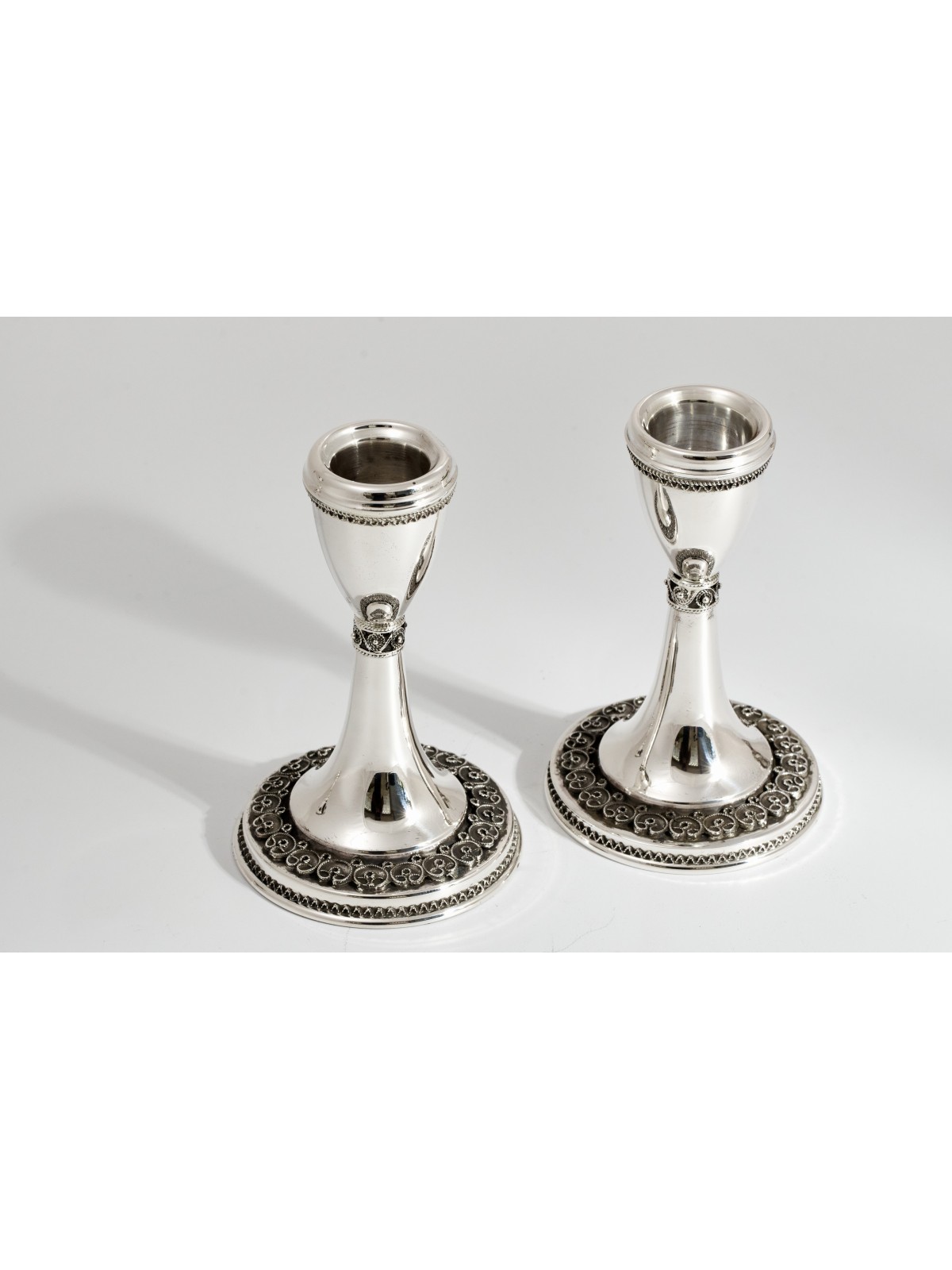 Sterling Silver Ornate Filigree Candlesticks In Vi , Passover Gifts ,