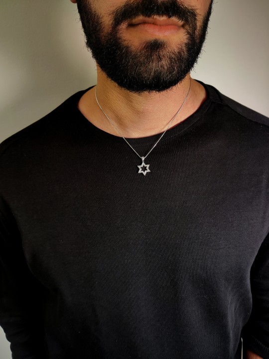 Diamant Étoile de David Pendentif Double Finition Chic , Cadeaux Tu B'Av , Israe