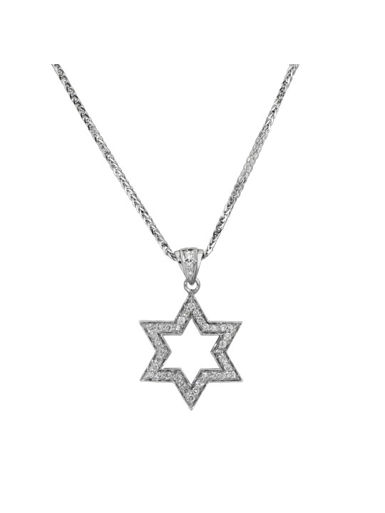 Diamond Star of David Pendant Dual Finish Chic , Tu B'Av Gifts , Israe