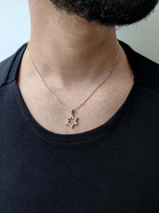 Diamant Étoile de David Pendentif Double Finition Chic , Cadeaux Tu B'Av , Israe