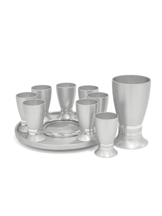 Modern Liquor Set Aluminum Rounded Shape , Jewish Wedding Gifts , Isra