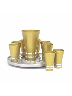 Aluminum Modern Gold Liquor 6 or 8 Set , Jewish Wedding Gifts , Israel